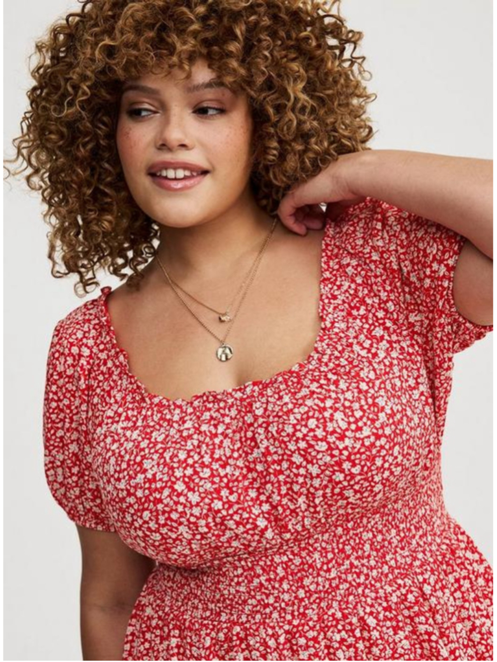 Torrid Red Floral Crinkle Gauze Puff Sleeve Romper (Sz 1X) - Picture 2 of 13